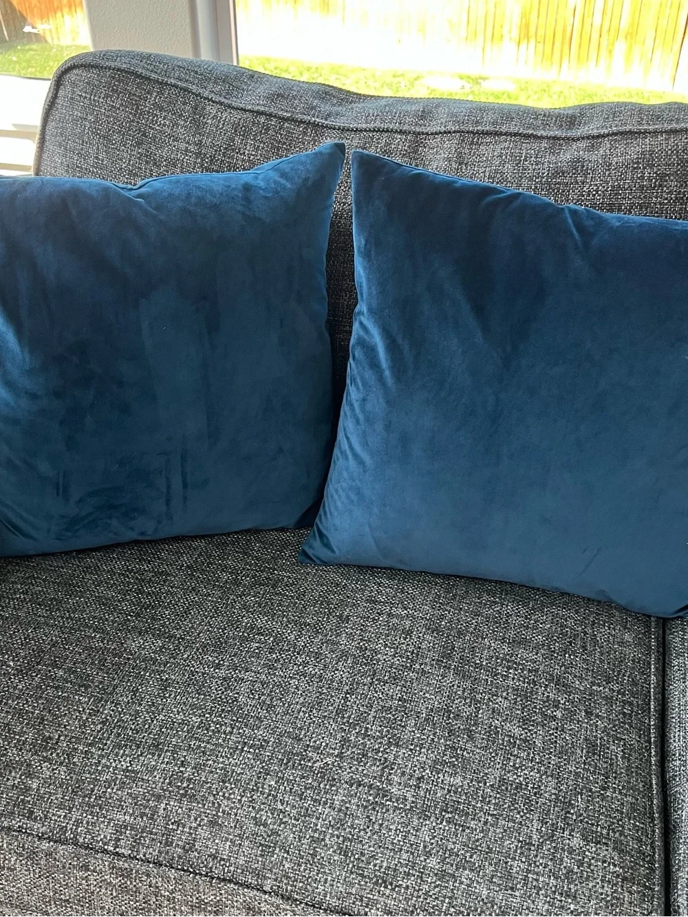 Navy Blue Velvet Down Feather Filled 21”x21” Throw Pillows Set of 2